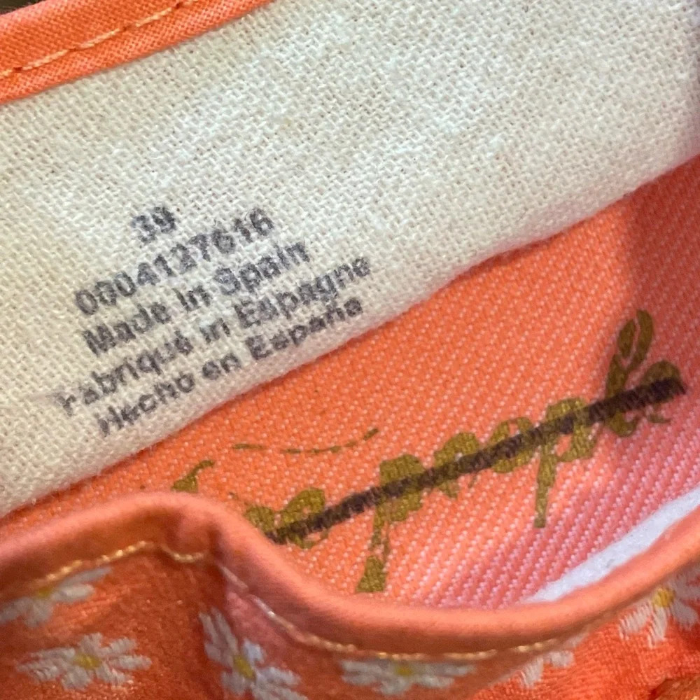 FREE PEOPLE SURFSIDE DAISY PRINT MARY JANE ESPADRILLES TANGERINE ORANGE EU39 NEW - Picture 5 of 12